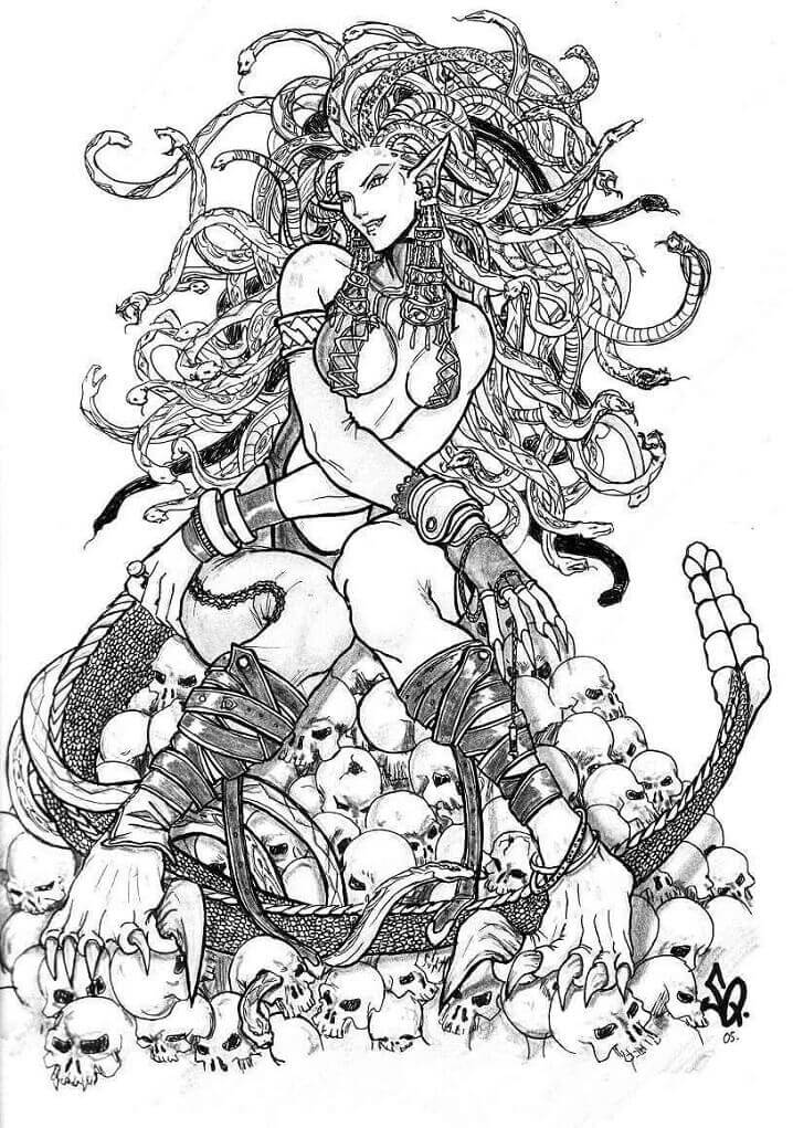 Dibujo de Monstruo Medusa para Colorear