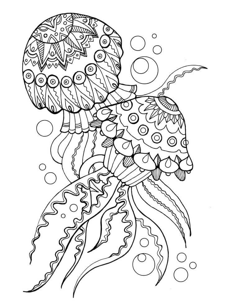 Dibujo de Dos Medusas Es para Adultos para Colorear