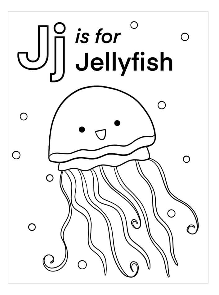 Dibujo de J Es para Medusas para Colorear