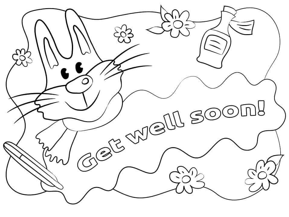 Dibujo de Que Te Mejores Pronto Conejo para Colorear