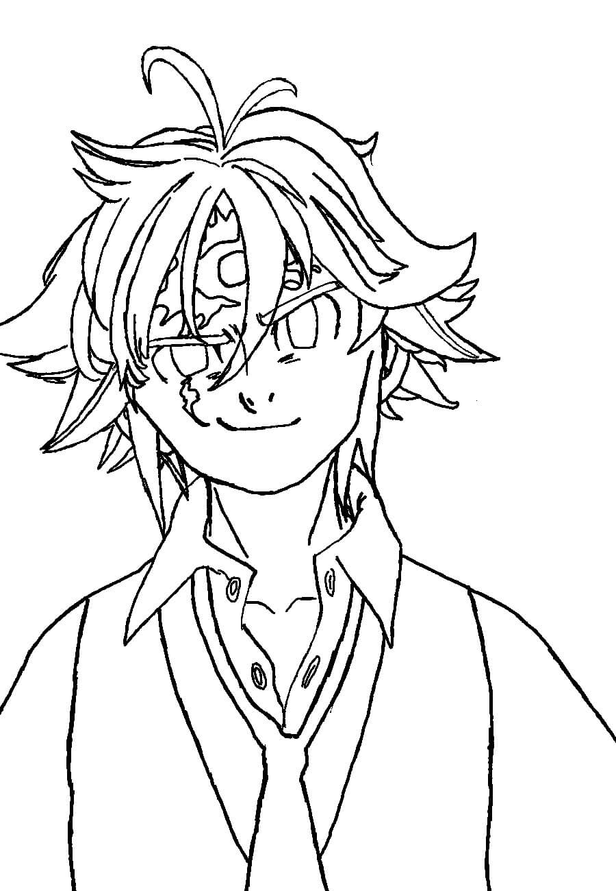 Dibujo de Cara Meliodas Sonriendo para Colorear
