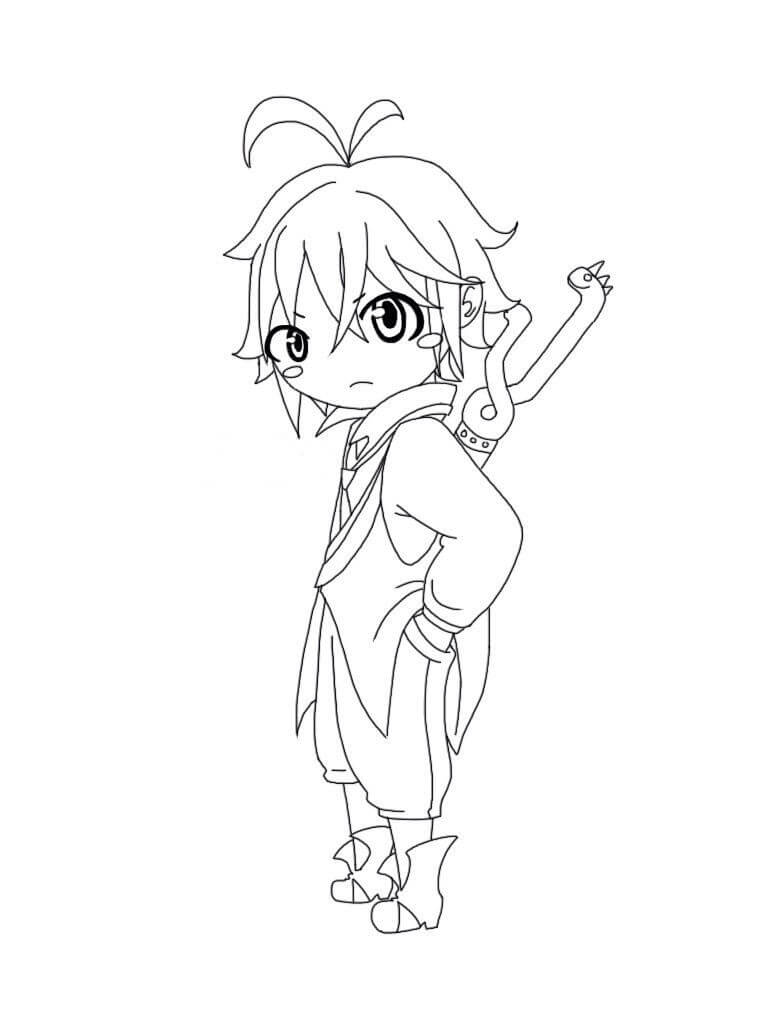 Dibujo de Chibi Lindo Meliodas para Colorear