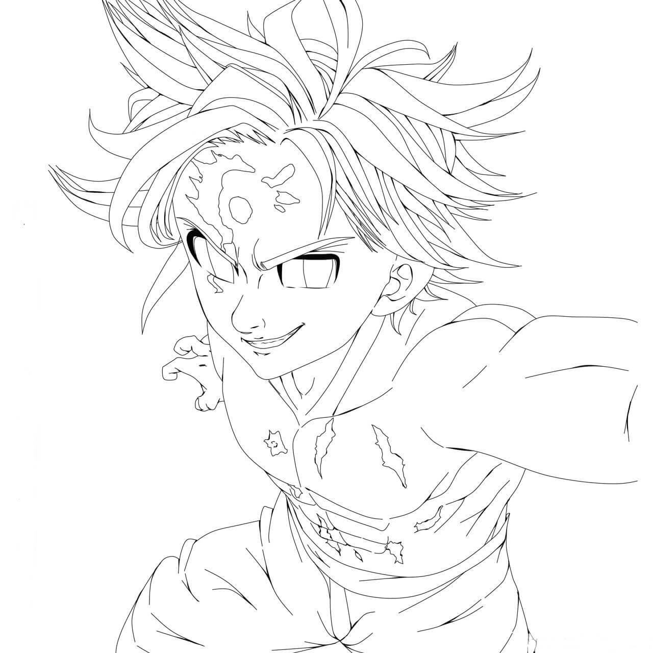 Dibujo de Los Diez Preceptos de Meliodas para Colorear