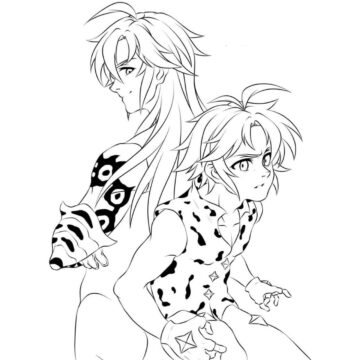 Dibujo de Rey Demonio y Meliodas para Colorear