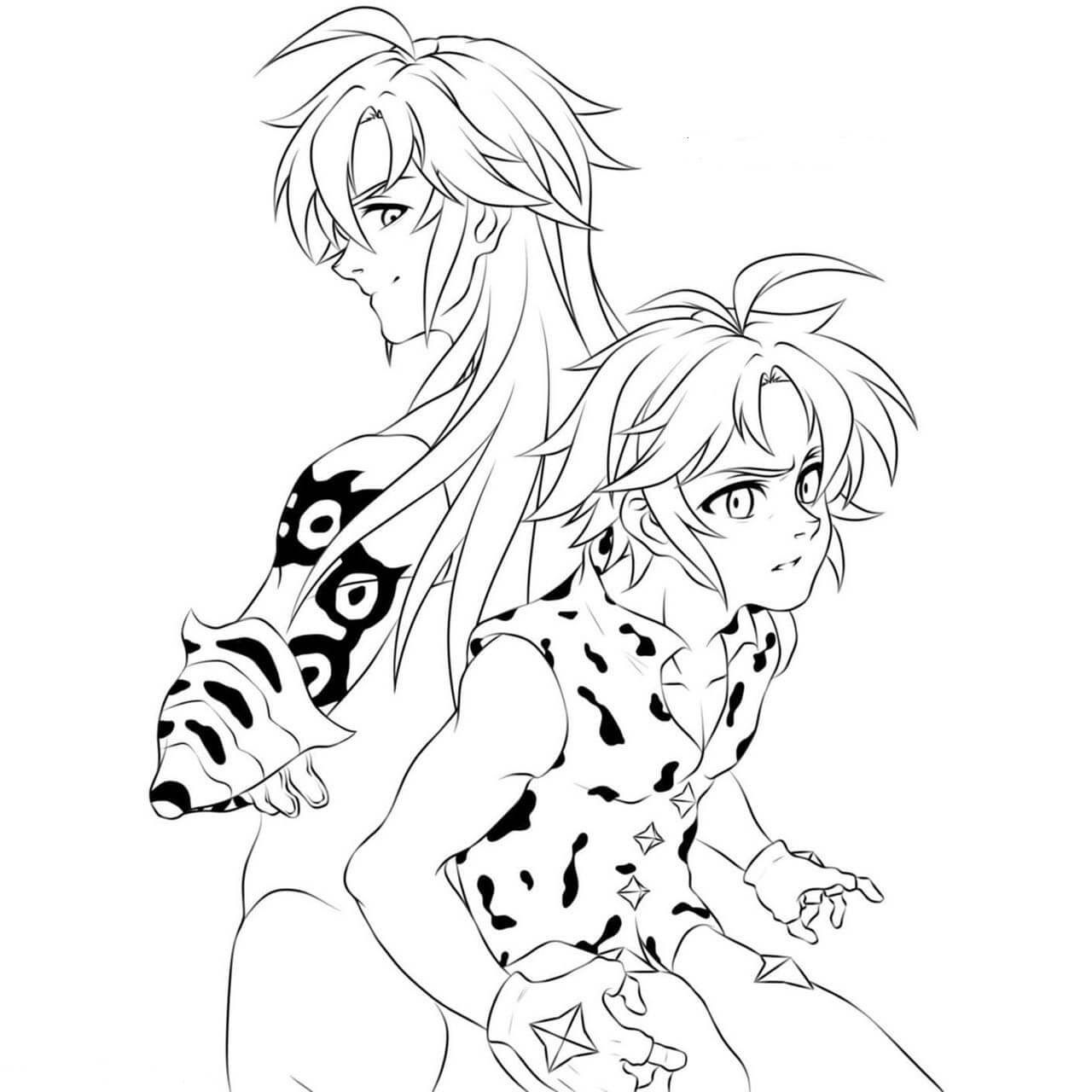 Dibujo de Rey Demonio y Meliodas para Colorear