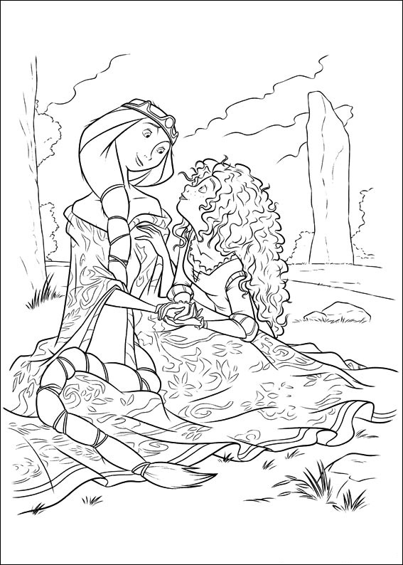 Dibujo de Feliz Elinor y Merida para Colorear