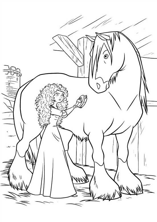 Dibujo de Merida Banandose para Angus para Colorear