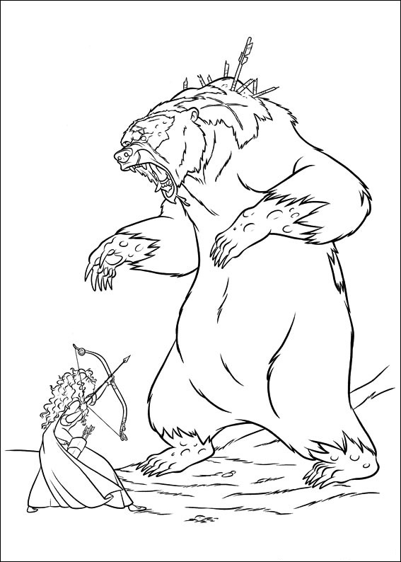 Dibujo de Merida Luchando con Mor Du para Colorear