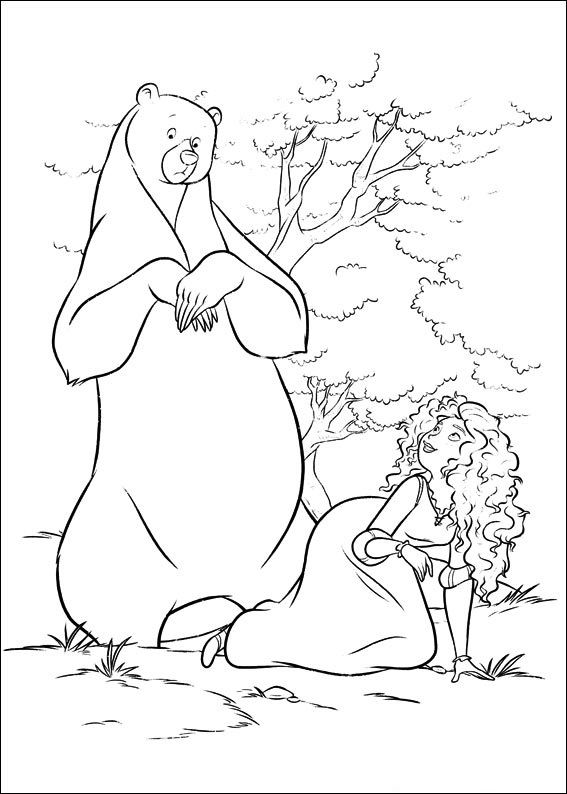 Dibujo de Oso Elinor y Merida para Colorear