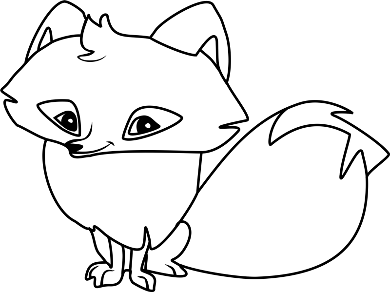 Dibujo de Zorro Artico Sonriente para Colorear