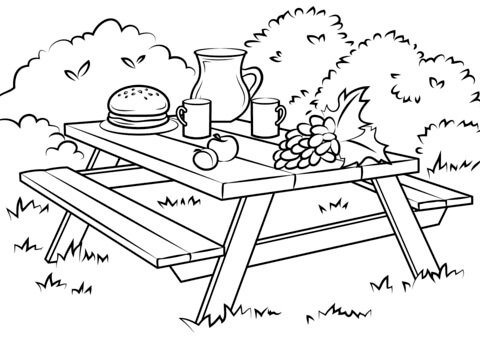 Dibujo de Comida en la Mesa para Colorear