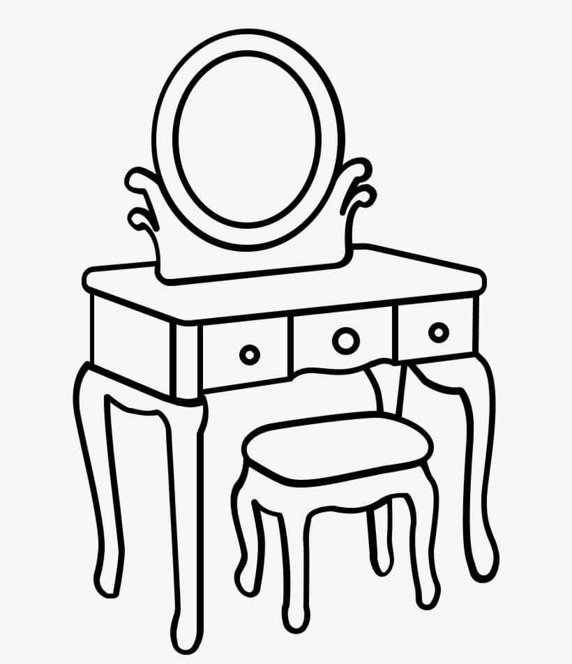 Dibujo de Escritorio de Maquillaje para Colorear