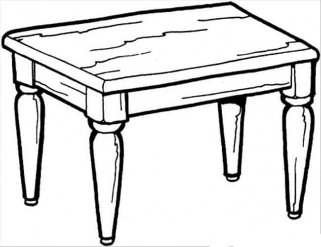 Dibujo de Mesa Vieja para Colorear