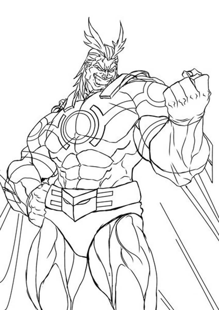 Dibujo de All Might Sonriente para Colorear