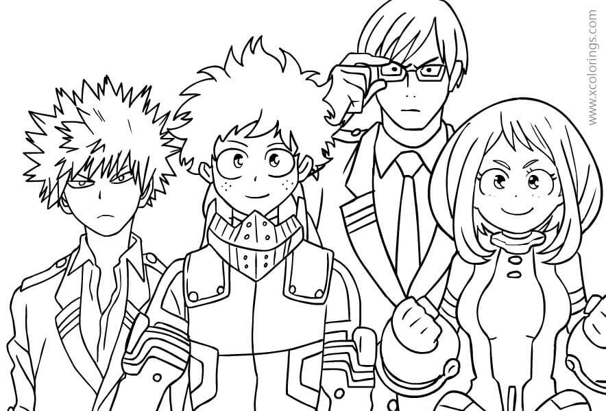 Dibujo de Amigos de Midoriya para Colorear
