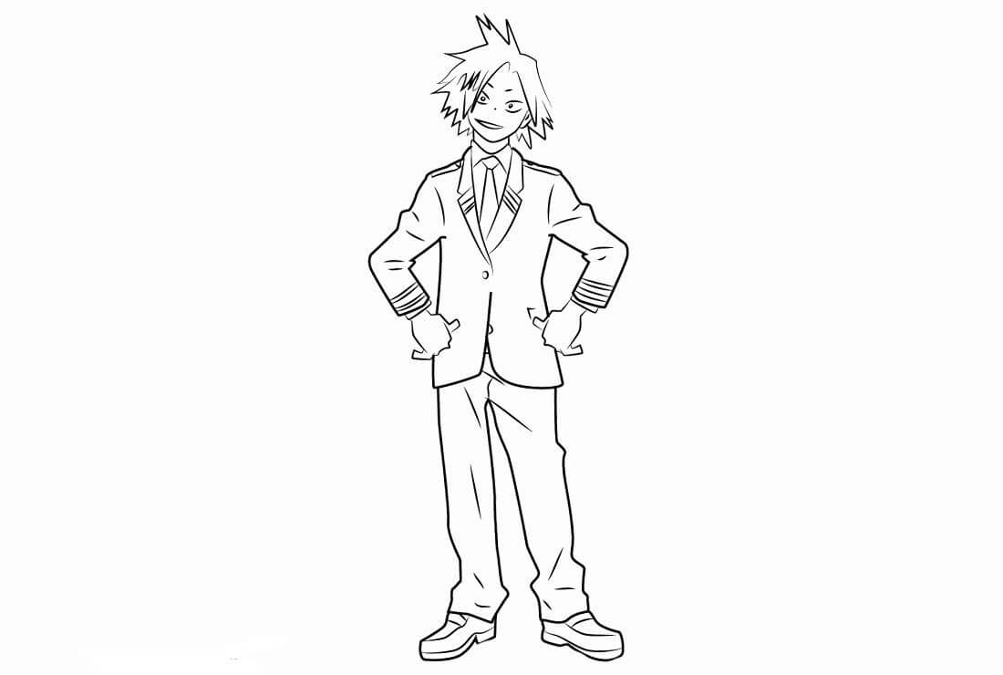 Dibujo de Kaminari Denki Sonriente para Colorear