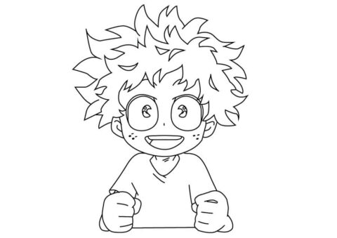 Dibujo de Midoriya Sonriendo para Colorear