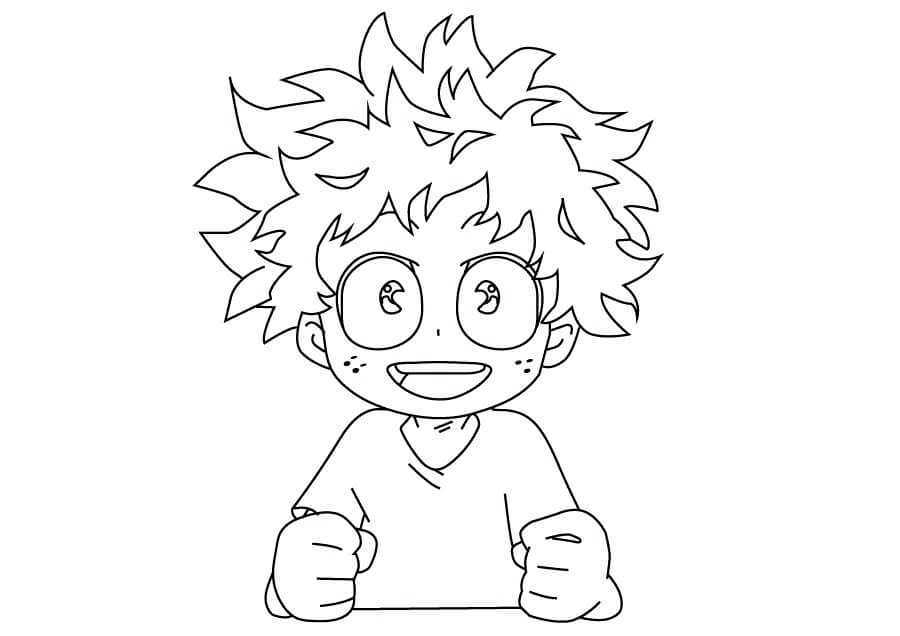 Dibujo de Midoriya Sonriendo para Colorear