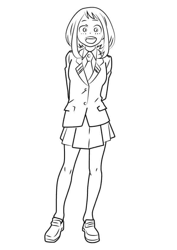 Dibujo de Ochaco Uraraka Gracioso para Colorear