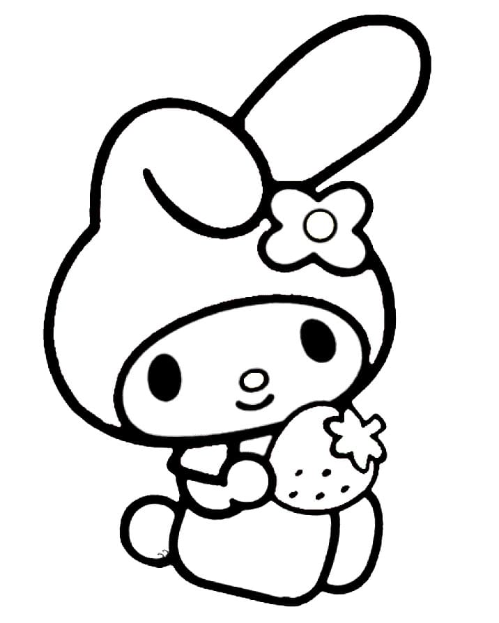 Dibujo de Mi melodía y Fresa página para Colorear
