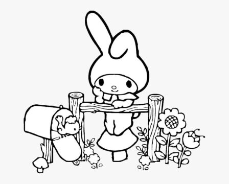 Dibujo de My Melody en la Valla página para Colorear