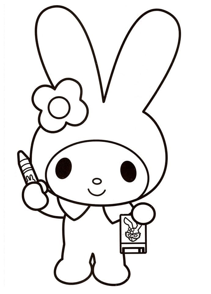 Dibujo de Página para Colorear de My Melody con Crayon para Colorear