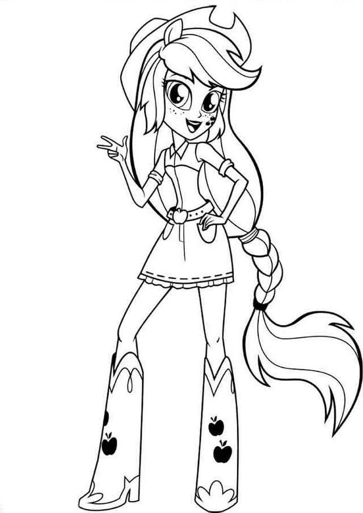 Dibujo de Applejack en Equestria Chicas para Colorear