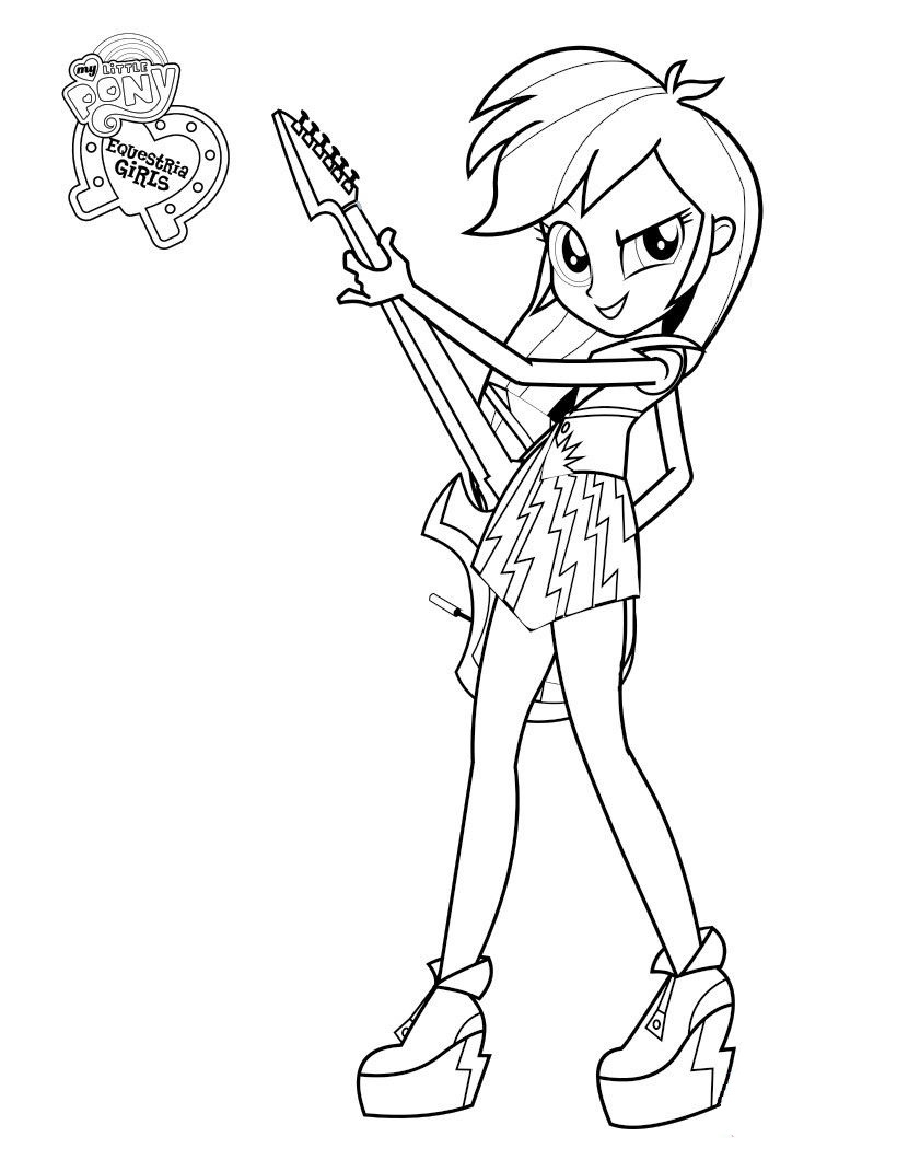 Dibujo de Arcoíris Tocando la Guitarra para Colorear