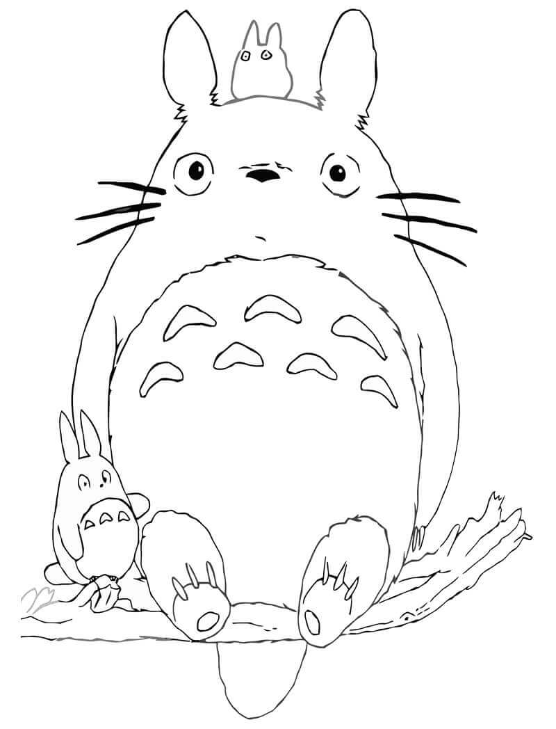 Dibujo de Adorable Totoro Sentado para Colorear