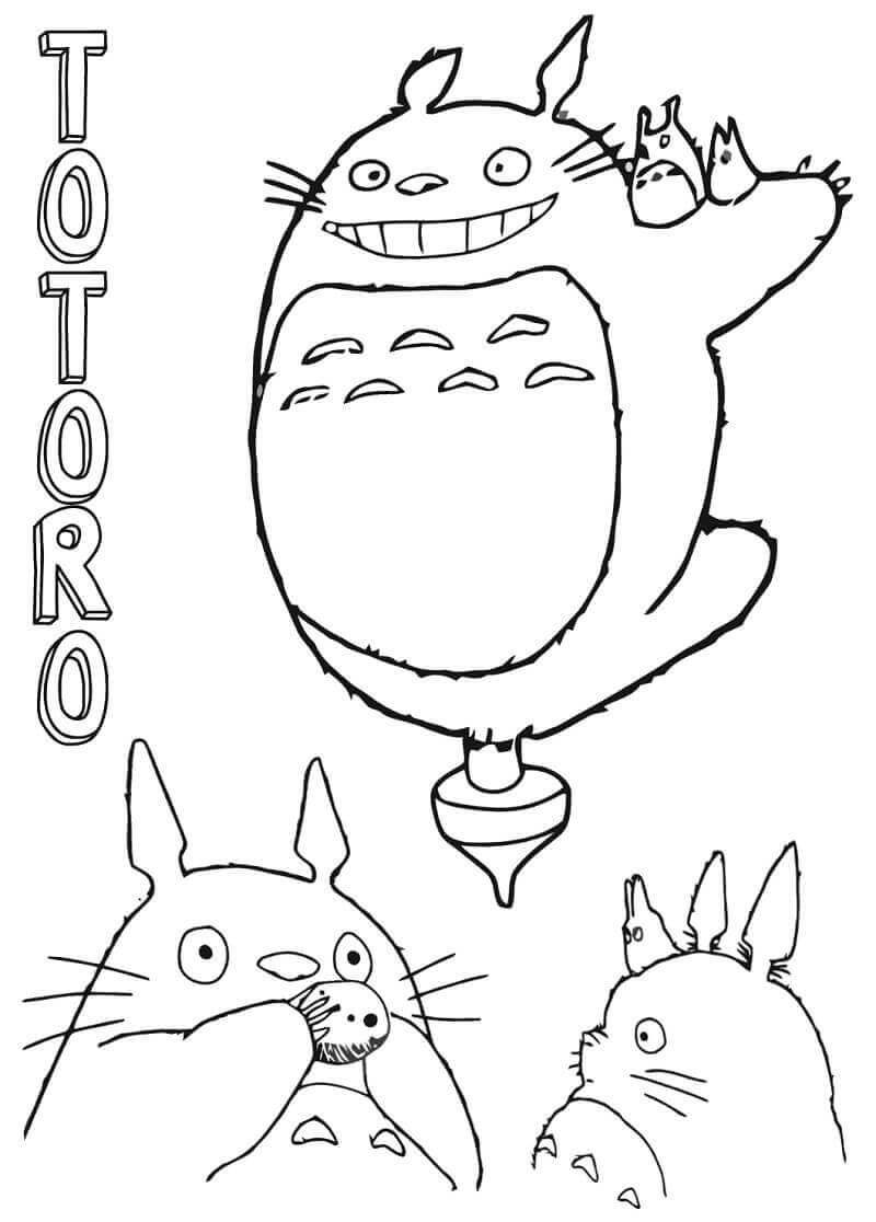 Dibujo de Amistoso Totoro Divertido para Colorear