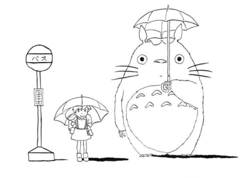 Dibujo de Totoro Amistoso 1 para Colorear