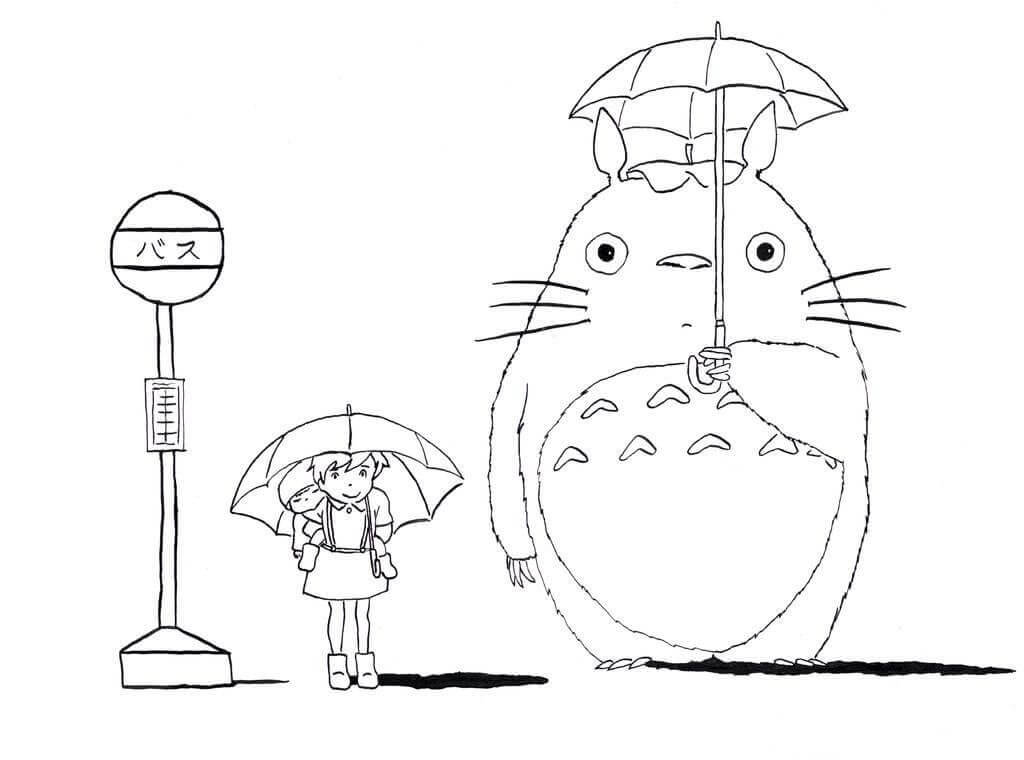 Dibujo de Totoro Amistoso 1 para Colorear