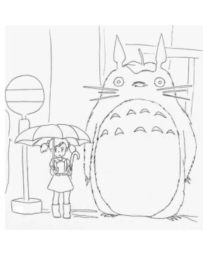 Dibujo de Totoro Amistoso para Colorear