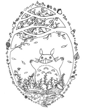 Dibujo de Totoro Amistoso 3 para Colorear
