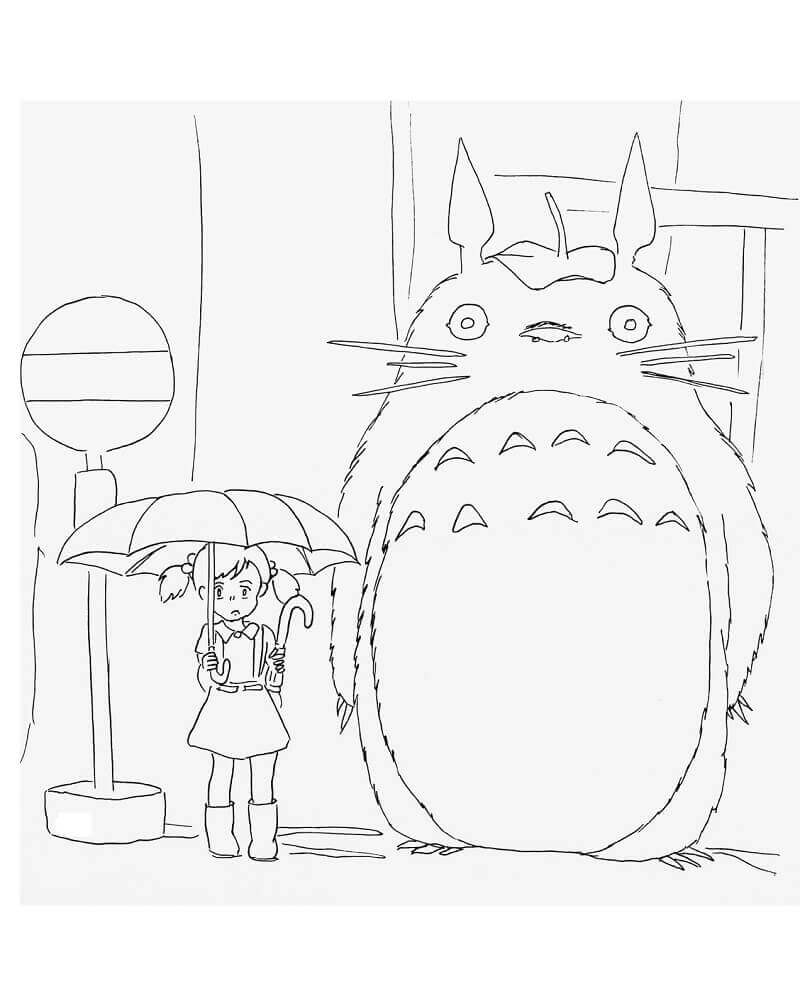Dibujo de Totoro Amistoso para Colorear