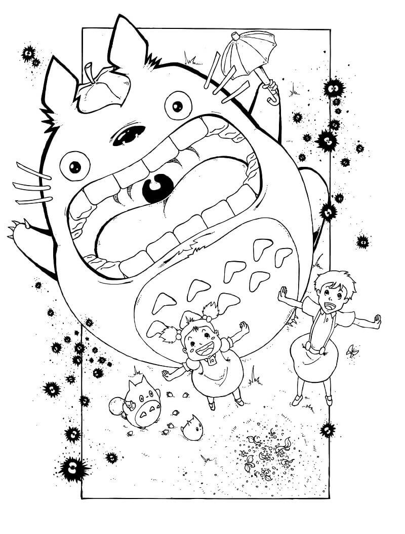 Dibujo de Totoro Gritando para Colorear