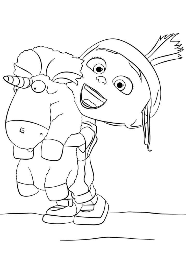 Dibujo de Agnes con Unicornio para Colorear