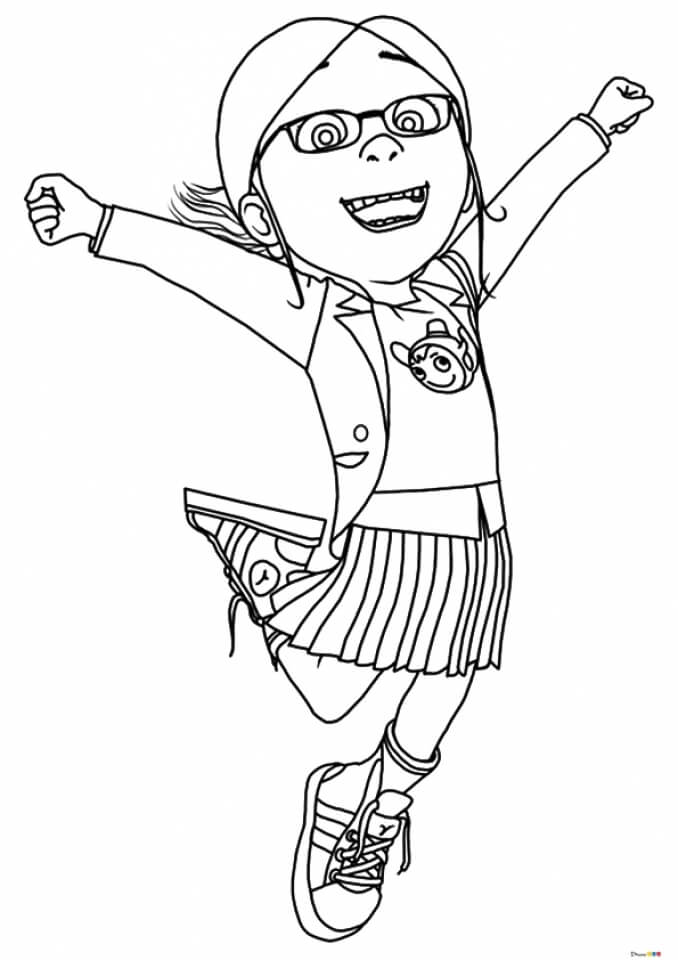 Dibujo de Gru Mi Villano Favorito Chica Divertida para Colorear