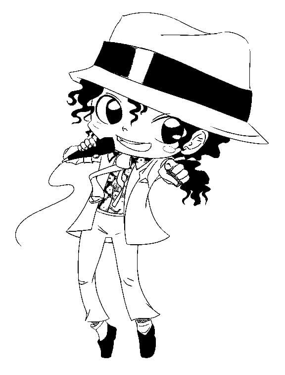 Dibujo de Chibi Michael Jackson Fofo para Colorear