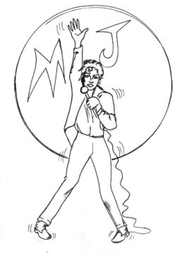 Dibujo de Michael Jackson en una Postura Familiar para Colorear