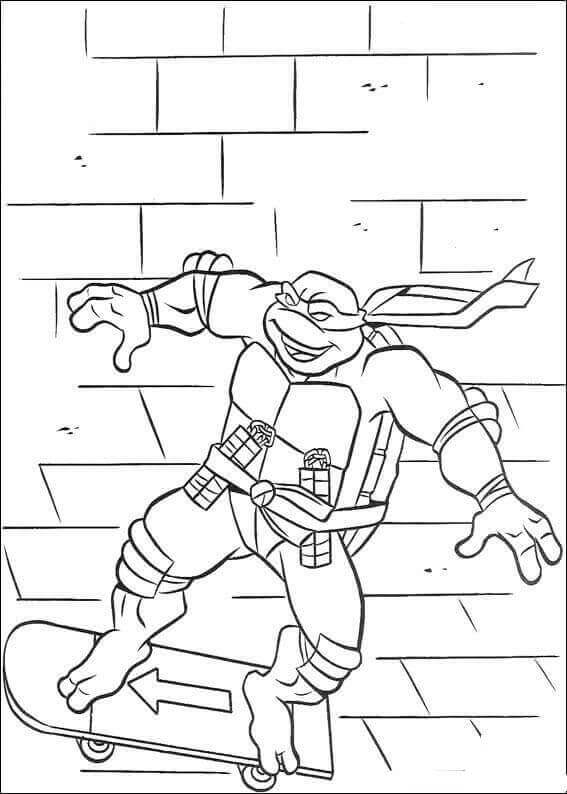 Dibujo de Michelangelo Patineta para Colorear