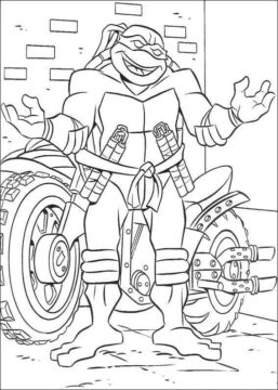 Dibujo de Miguel ángel Su Motocicleta para Colorear