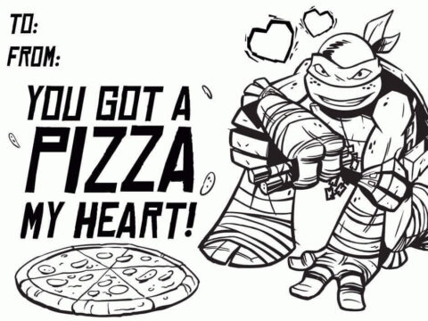 Dibujo de Miguel ángel y Pizza para Colorear