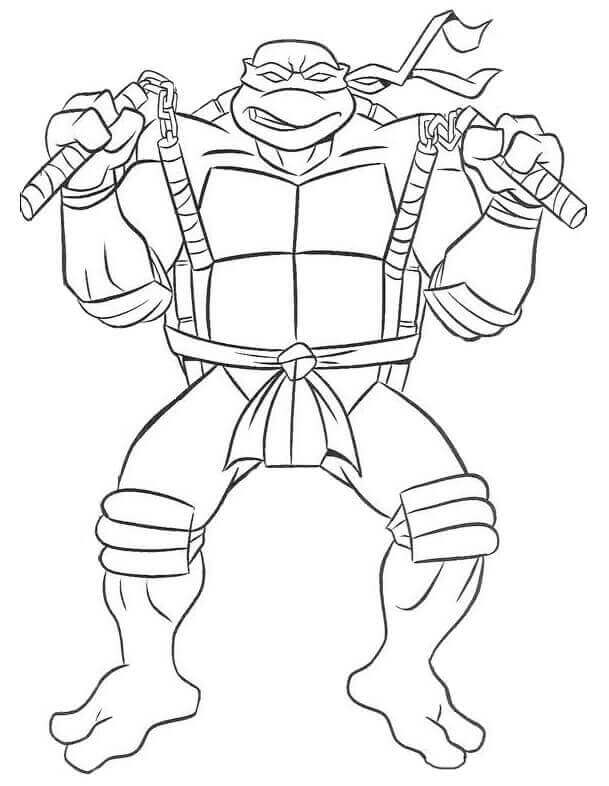 Dibujo de Tortuga Ninja Miguel ángel para Colorear