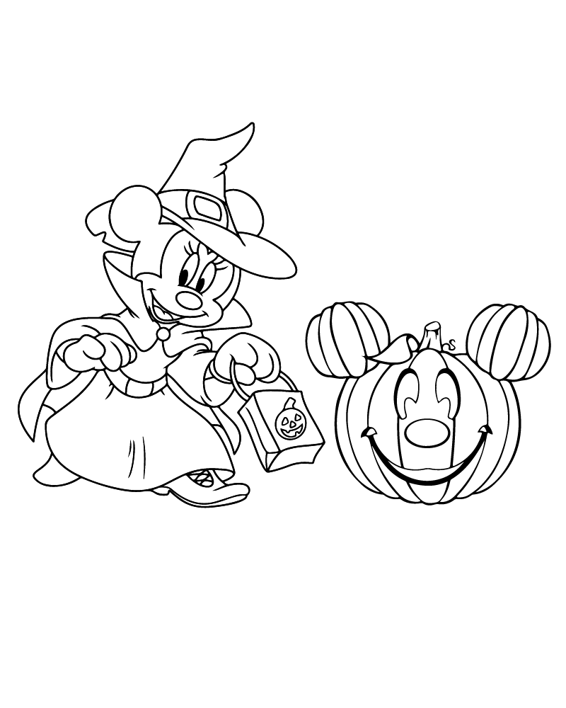 Dibujo de Cute Mickey Mouse Halloween Coloring Page para Colorear