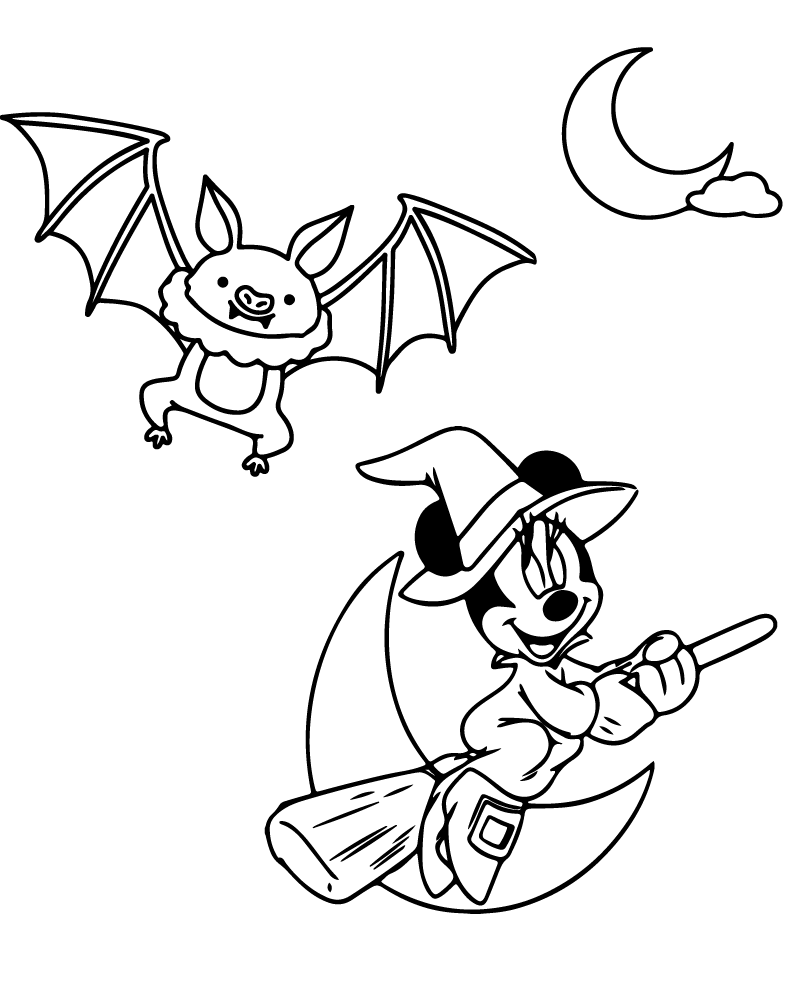 Dibujo de Disney Mickey Mouse Halloween Coloring Page para Colorear