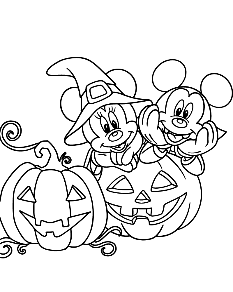 Dibujo de Mickey And Minnie Halloween Coloring Page para Colorear