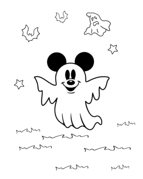 Dibujo de Mickey Ghost Halloween Coloring Page para Colorear