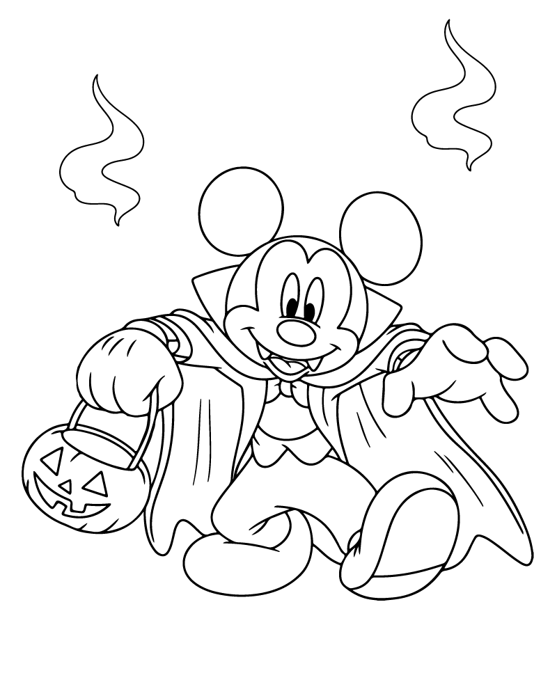 Dibujo de Mickey Halloween Night Coloring Sheets para Colorear