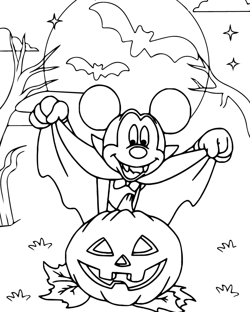 Dibujo de Mickey Halloween Pumpkin Coloring Sheet para Colorear